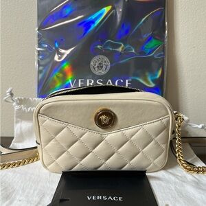 Versace Beige Quilted Women Bag